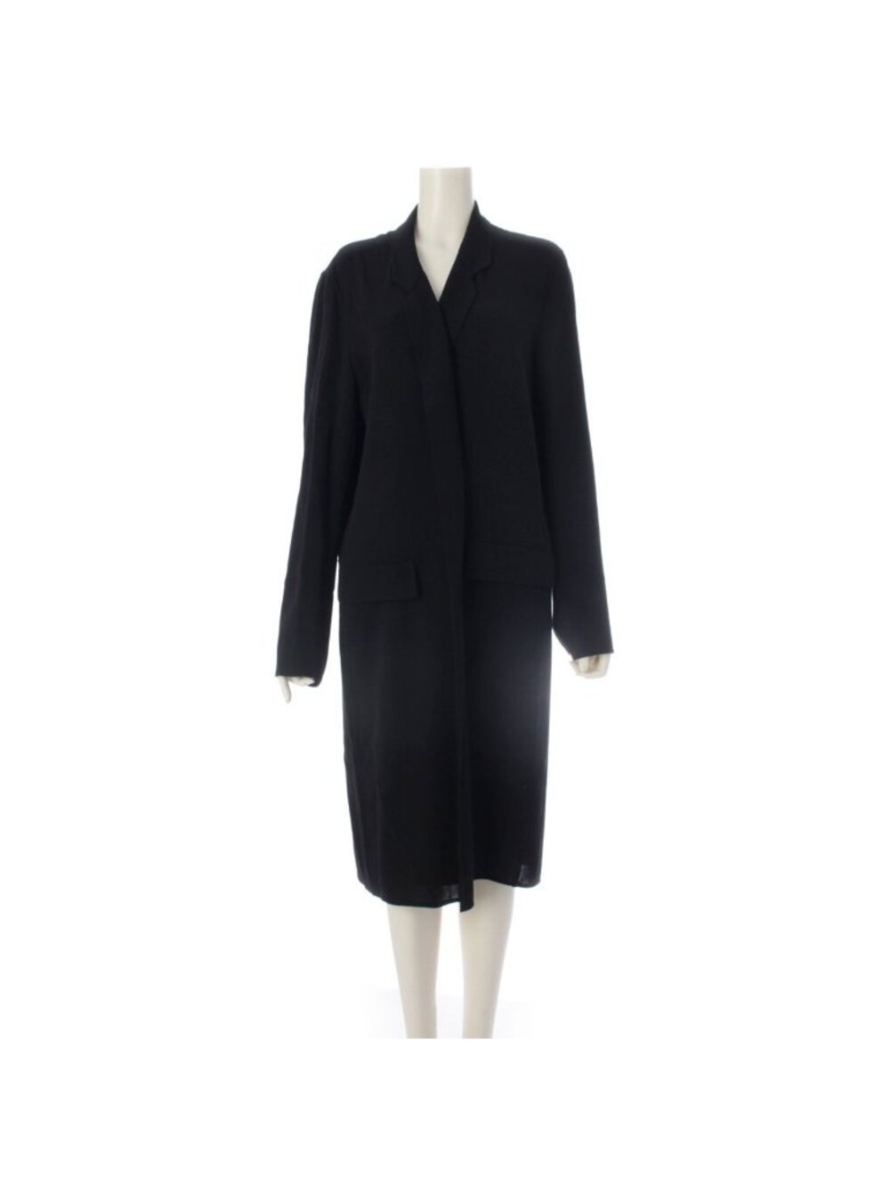 Hermes Martin Margiela Era Wool Drape Open Front Long Coat Black 42